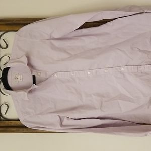 Women's lavender and white striped Haberdashery J.Crew shirt